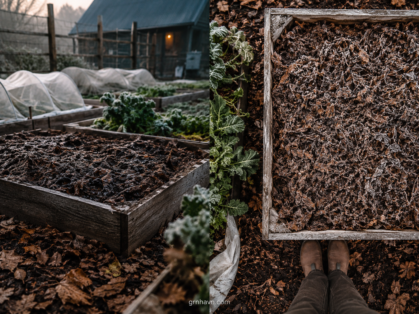 Climate-focused fall mulching with frost-ready garden beds