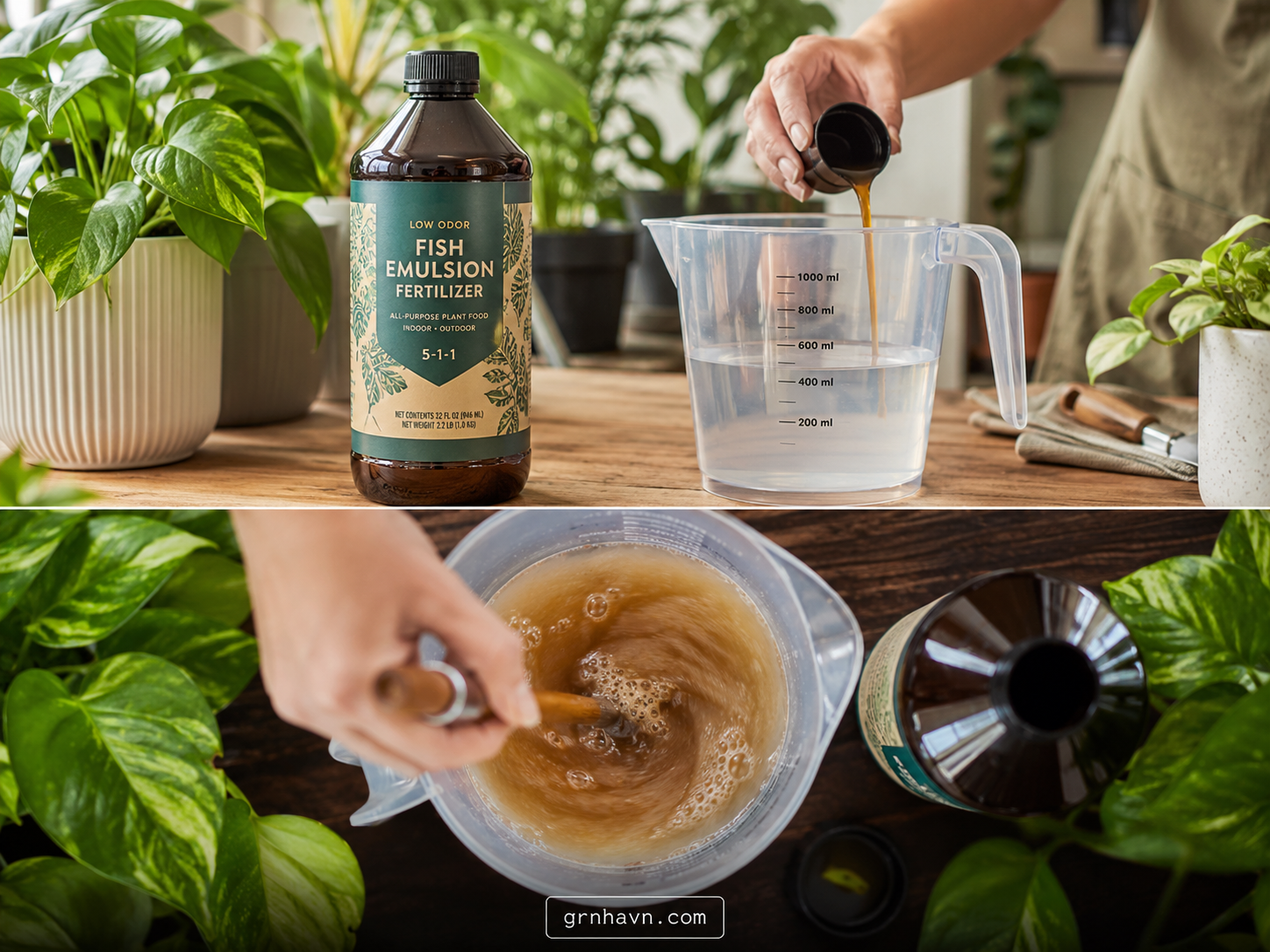 Low-odor fish emulsion for indoor plant feeding with proper dilution