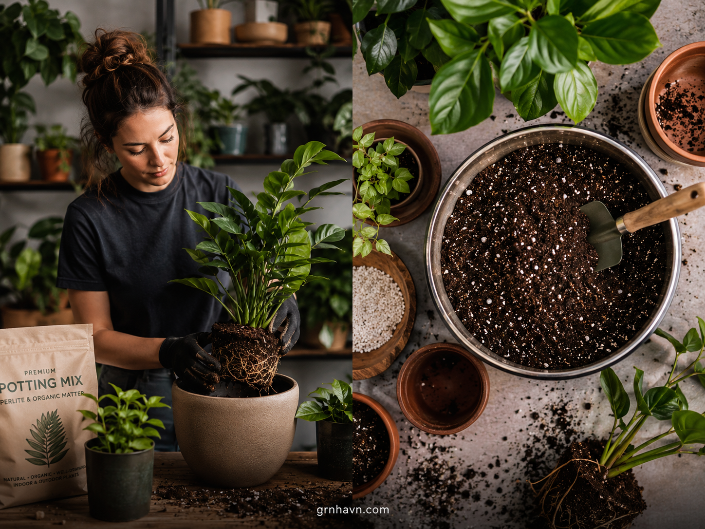Potting mix with good drainage and aeration for container plants