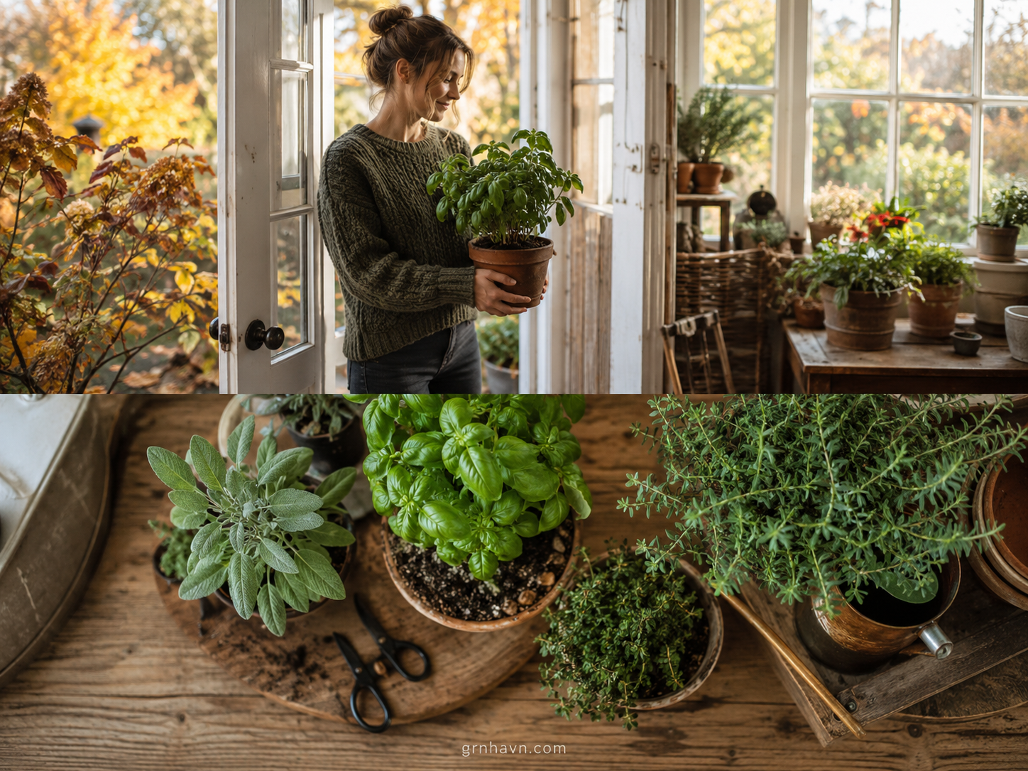 Plants transitioning indoors for winter with bright light