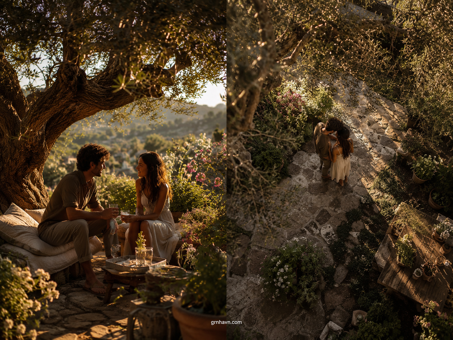 Love under the olive tree romantic tablescape candles linen olive branches