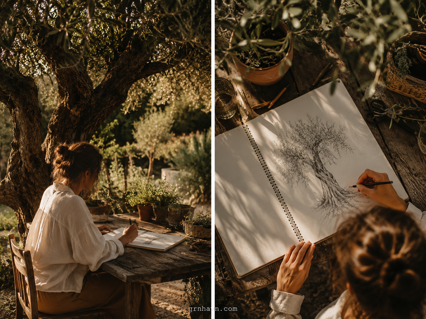 Olive tree drawing step by step silhouette leaf clusters texture bark