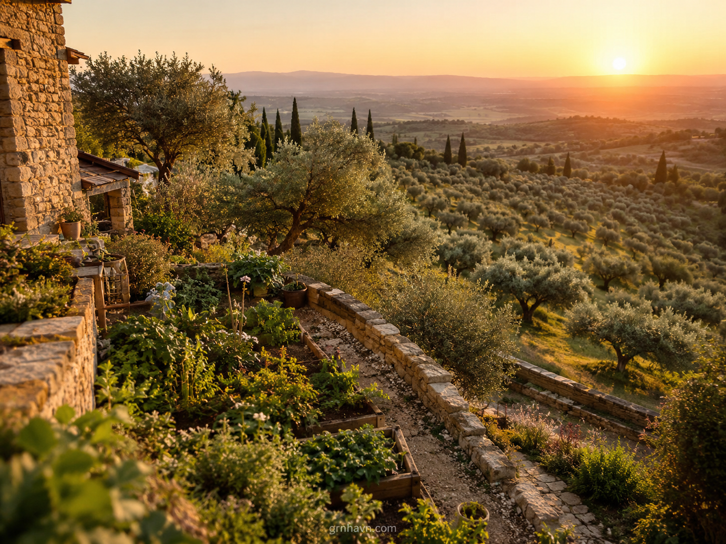 Olive tree views indoor window sunlight outdoor patio silhouette inspiration