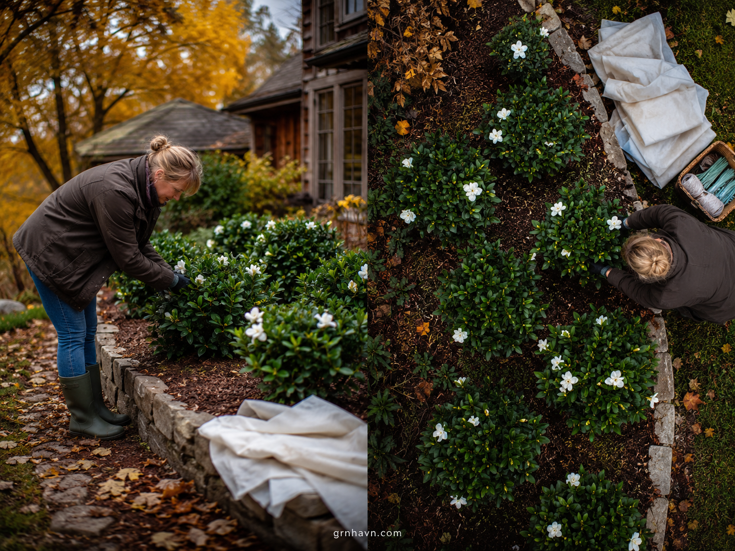 Gardenia plant sheltered from wind and frost