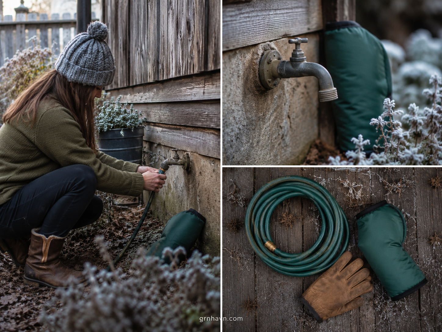 Garden hose faucet with insulated cover for winter