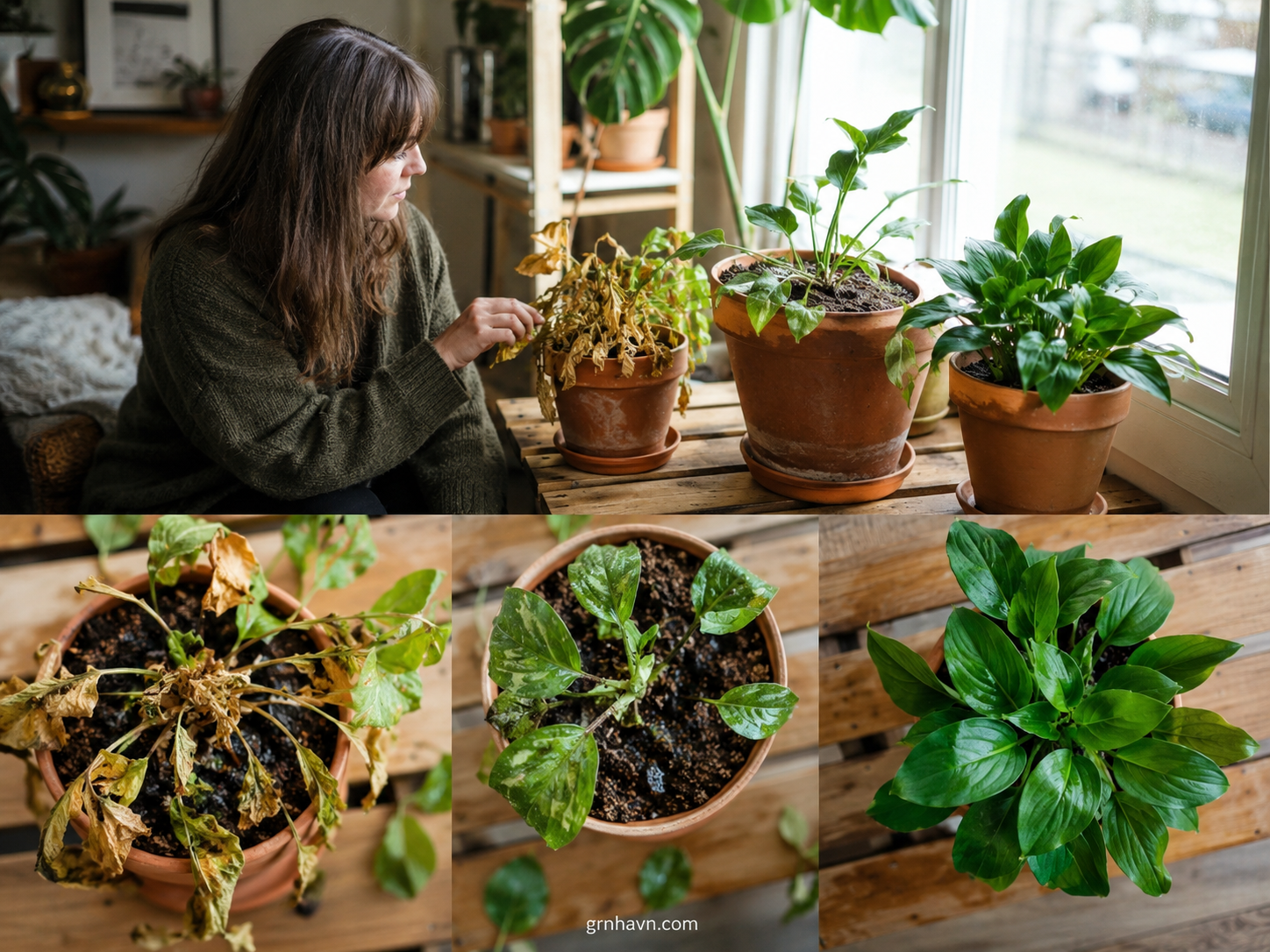 How to differentiate fertilizer burn from light stress and overwatering issues in indoor plants